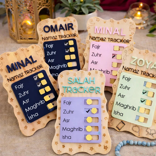 Personalized Wooden Namaz Salah Tracker Daily Prayer Tracker — Ramadan Wooden Gift | Woodwaley