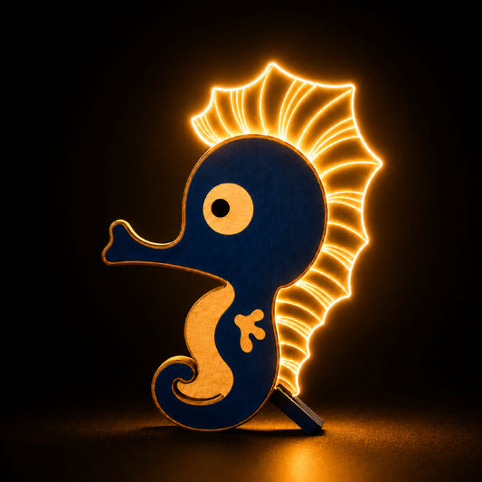 Hold Your Seahorse — Wooden Table Lamp