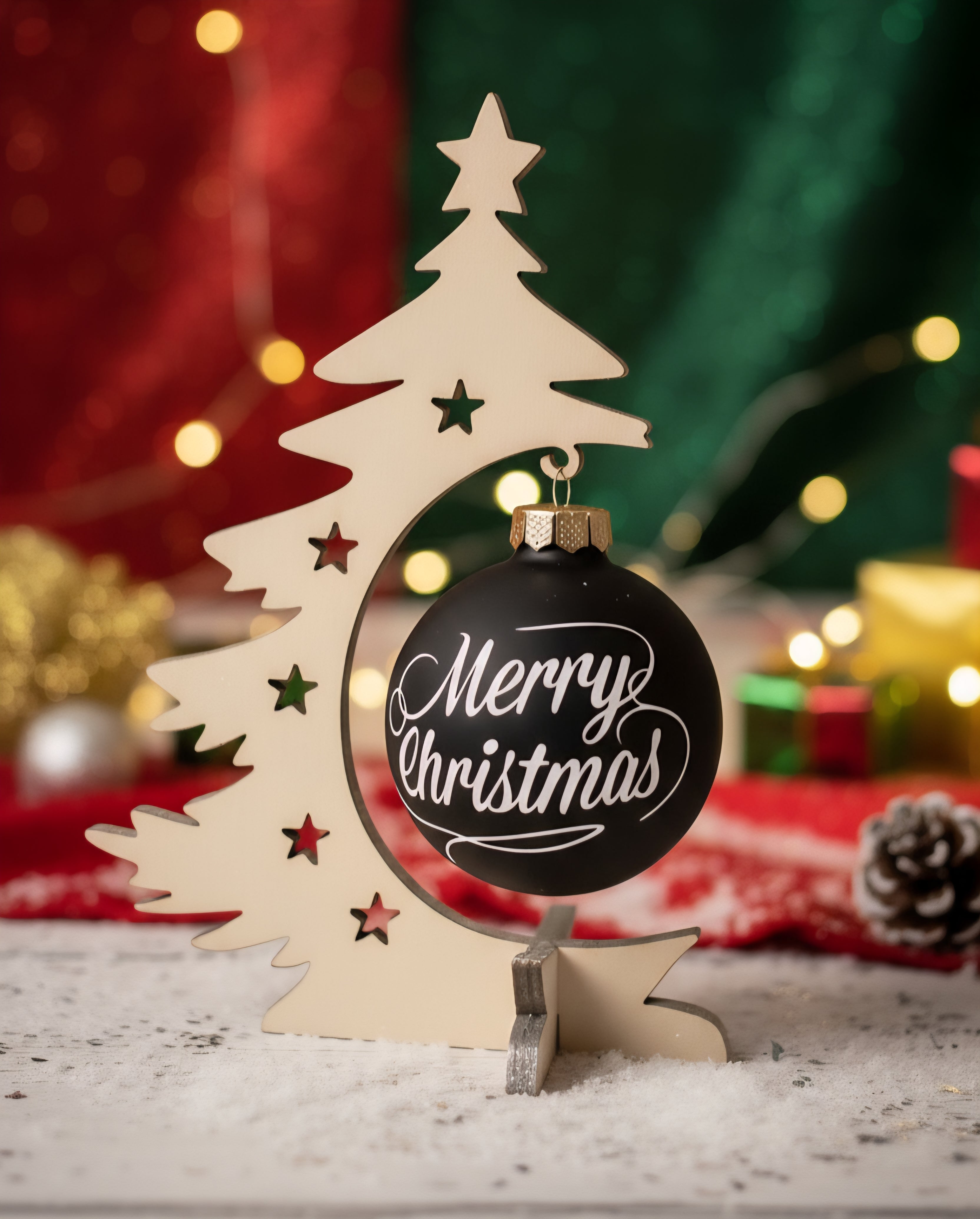 Wooden Merry Christmas Tree DIY Decoration