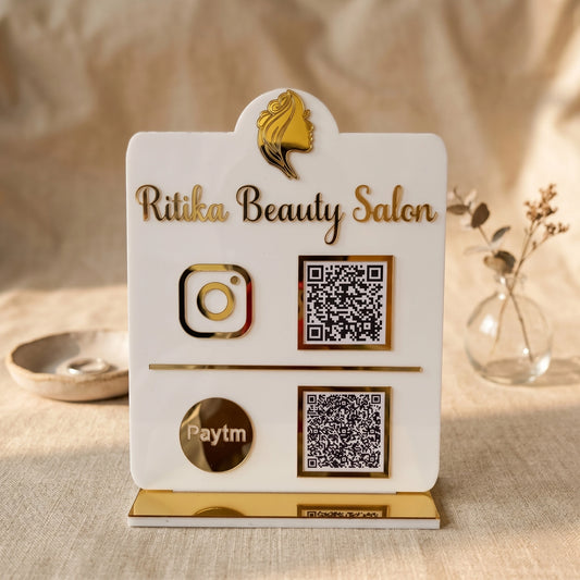 Personalized QR Code Stand — Custom Acrylic Business Display — Handcrafted Wooden Gift | Woodwaley