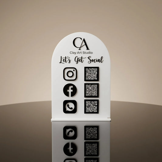 Custom Acrylic QR Code Sign — Social Media & Business Display Stand — Handcrafted Wooden Gift | Woodwaley