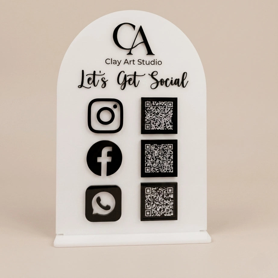 Custom Acrylic QR Code Sign — Social Media & Business Display Stand — Custom Wooden Keepsake | Woodwaley