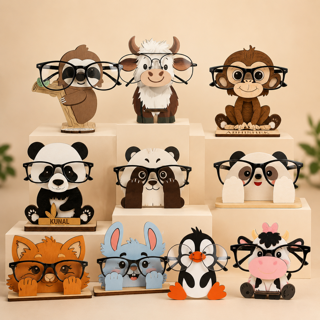 Chimpie The Spec Keeper — Carved Wooden Eyeglass Stand for Desk, Gifting — Handcrafted Wooden Gift | Woodwaley