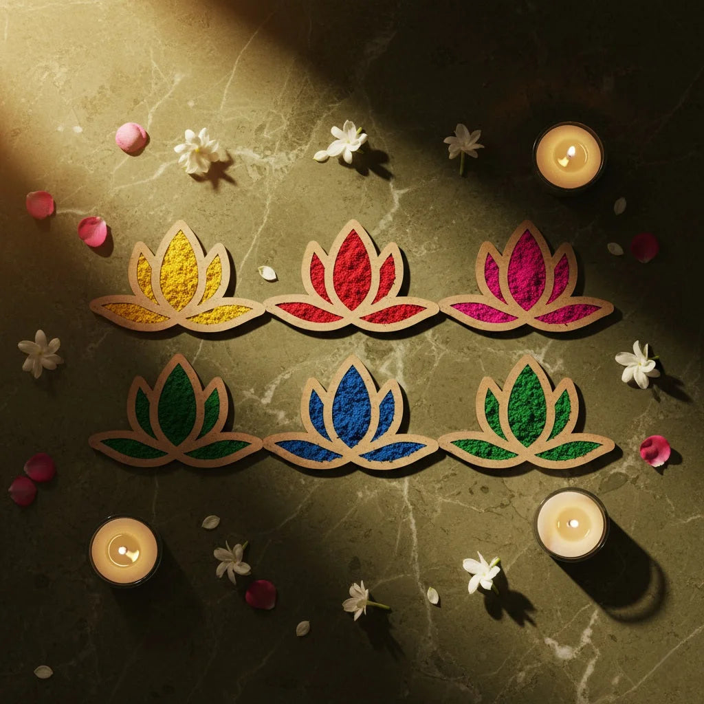 Limited Edition Diwali Combo – Utpal Large with 8-Piece Border Set — Personalised Wooden Gift India | Woodwaley