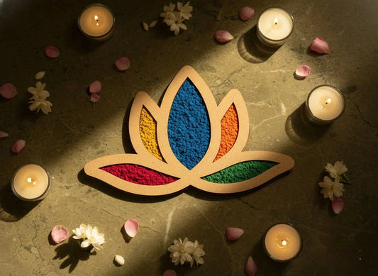 Lotus Rangoli Borders 6 inch — Diwali Wooden Gift | Woodwaley