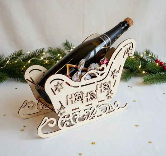 Christmas Sleigh Gift & Wine Holder Decoration — Christmas Wooden Gift | Woodwaley
