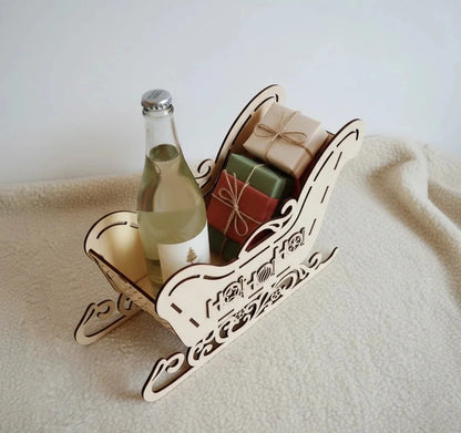 Christmas Sleigh Gift & Wine Holder Decoration — Christmas Wooden Gift | Woodwaley