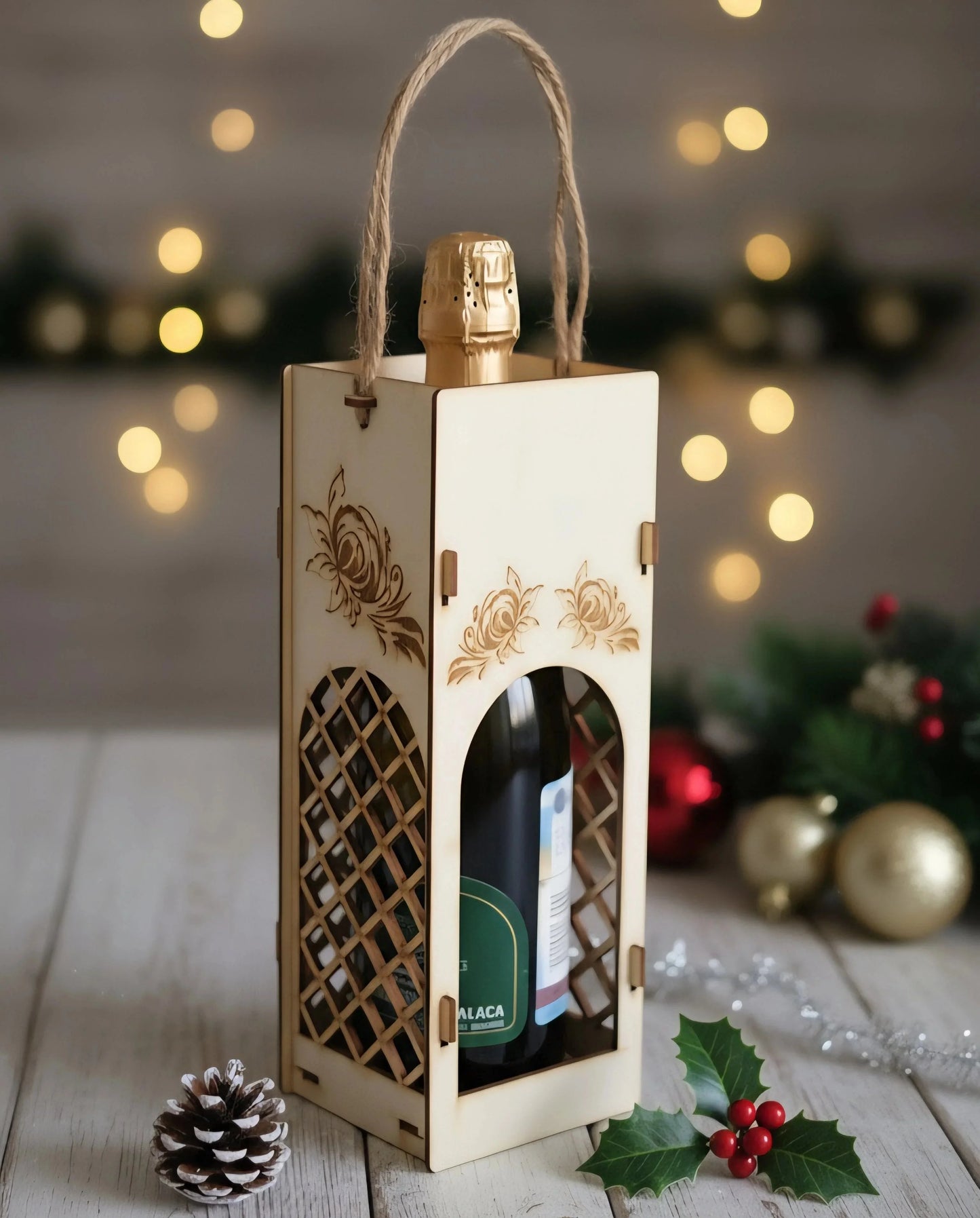 Premium Wine Box Set, Wine Box for Gifting, Wine Case, Wine Accessories Set — Christmas Wooden Gift | Woodwaley