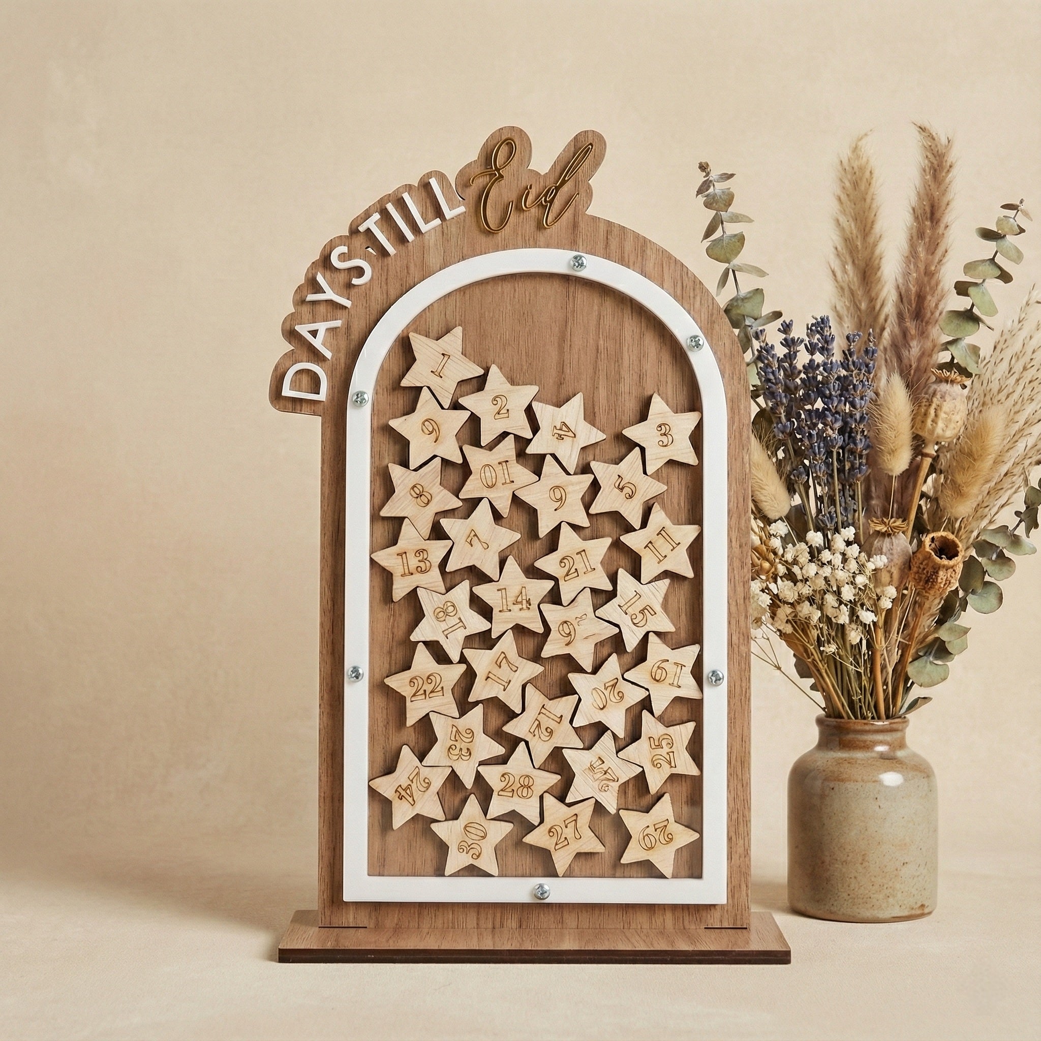 Arched Ramadan Dropbox Countdown Till Eid Jar | Freestanding | 30 Numbered Stars