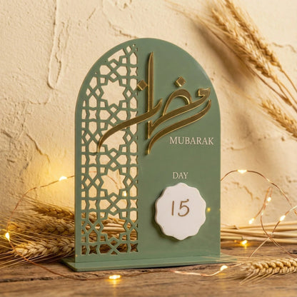 Acrylic Ramadan Countdown Sign – Ramadan Mubarak Table Decor | Islamic Home Decoration — Ramadan Wooden Gift | Woodwaley