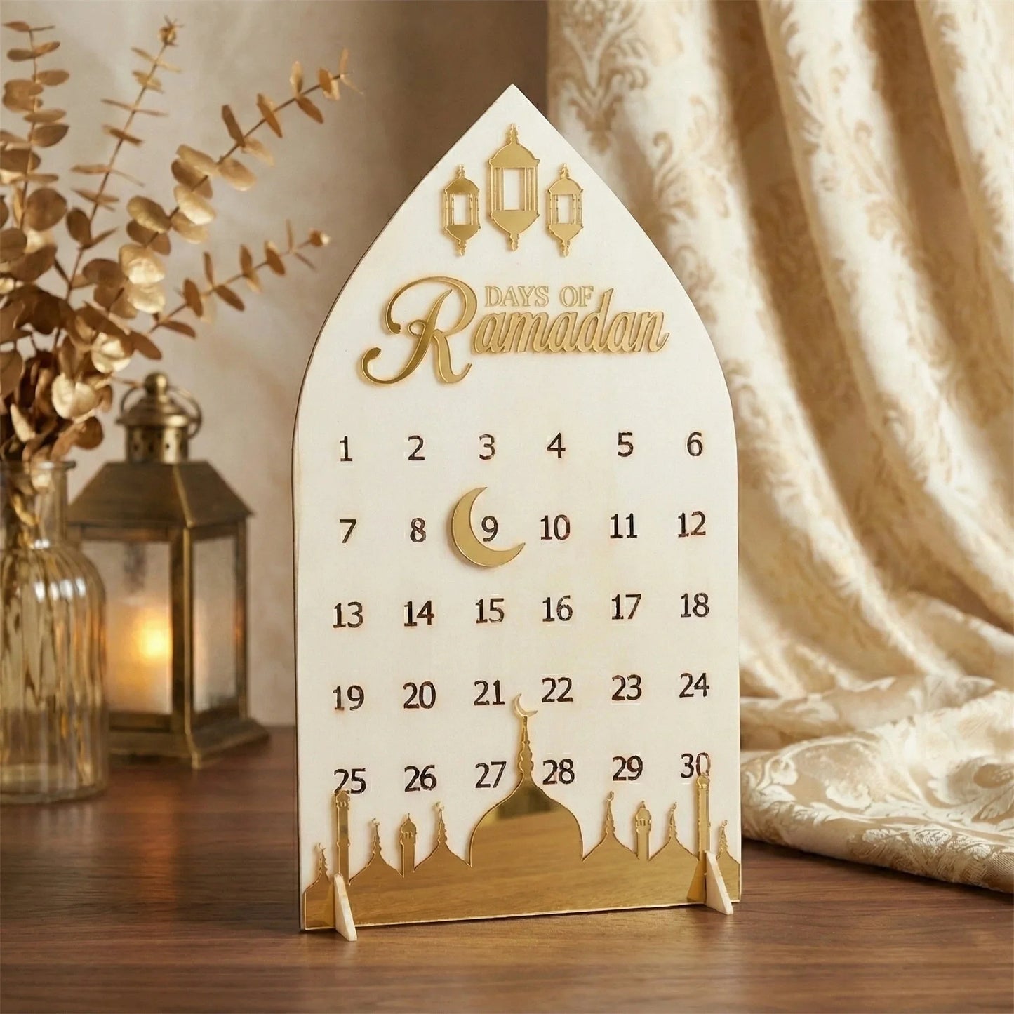 Acrylic Ramadan Calendar Crafts Tabletop Ornament — Ramadan Wooden Gift | Woodwaley