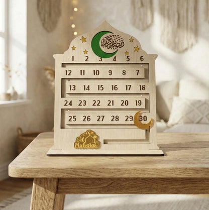 Ramadan Calendar – Reusable Wooden Ramadan Countdown Decor | Islamic Home Decoration — Ramadan Wooden Gift | Woodwaley