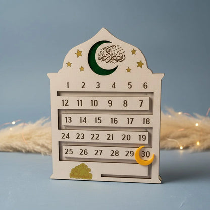 Ramadan Calendar – Reusable Wooden Ramadan Countdown Decor | Islamic Home Decoration — Ramadan Wooden Gift | Woodwaley