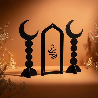 Black Acrylic Eid Mubarak Decorative Table Stand – Modern Islamic Home Décor — Ramadan Wooden Gift | Woodwaley