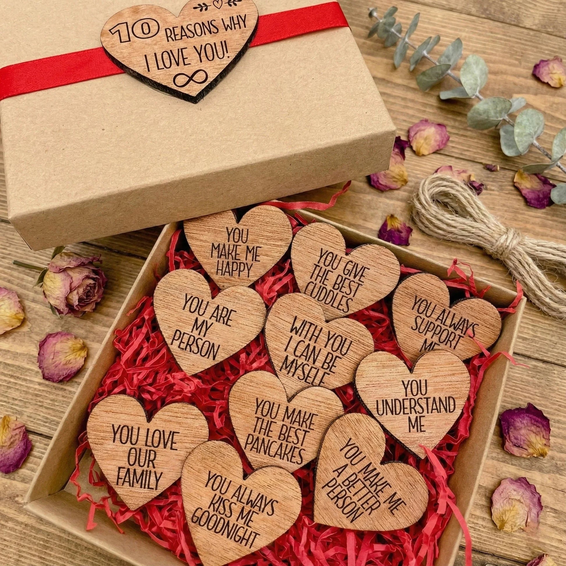 Personalised Heart Gift Box, 10 Reasons Why I Love You Box, Valentine's Day Gift, Dating Anniversary Gift — Couples Wooden Gift | Woodwaley