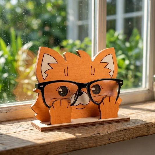 Miss Foxie The Spec Keeper — Carved Wooden Eyeglass Stand — Personalised Wooden Gift India | Woodwaley