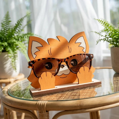 Miss Foxie The Spec Keeper — Carved Wooden Eyeglass Stand — Unique Wooden Gift | Woodwaley