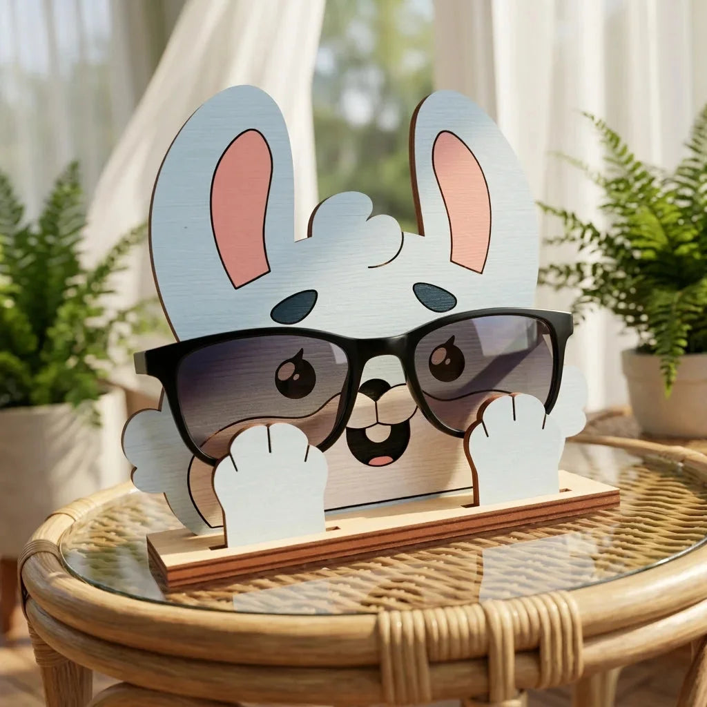 Bunny The Spec Keeper — Carved Wooden Eyeglass Stand — Personalised Wooden Gift India | Woodwaley