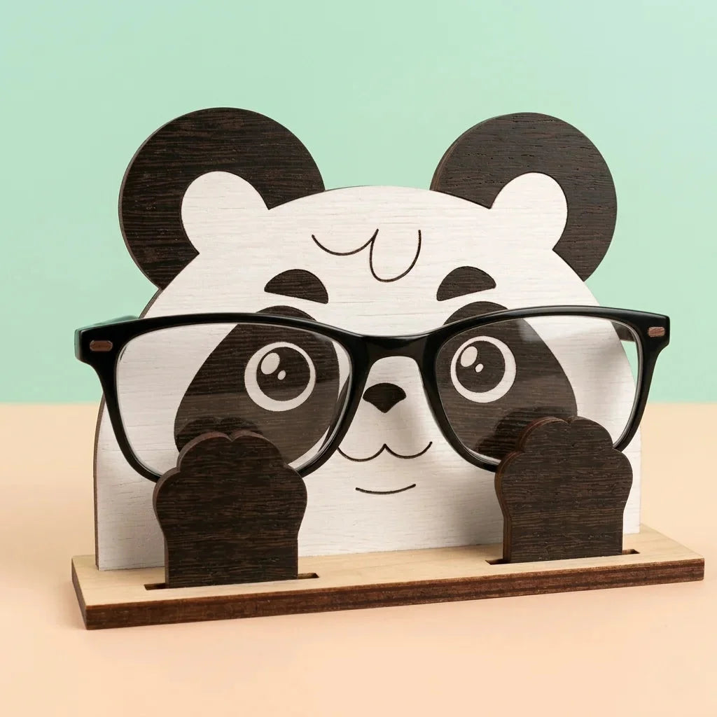 Pookie Panda The Spec Keeper — Carved Wooden Eyeglass Stand for Desk, Gifting — Premium Wooden Decor | Woodwaley