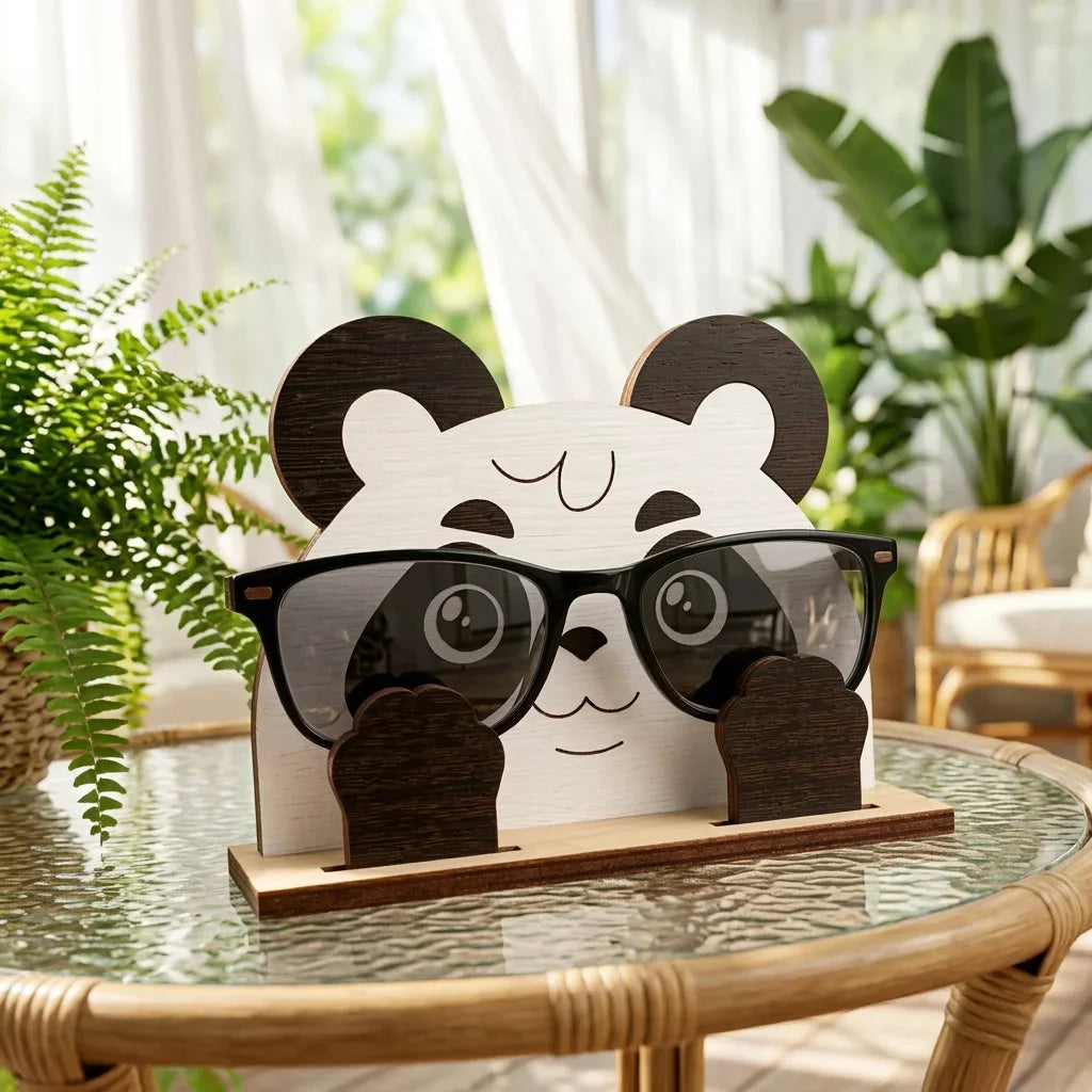 Pookie Panda The Spec Keeper — Carved Wooden Eyeglass Stand for Desk, Gifting — Personalised Wooden Gift India | Woodwaley