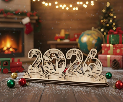 2026 New Year Wooden Table Decoration (6-inch) — New Year Wooden Gift | Woodwaley