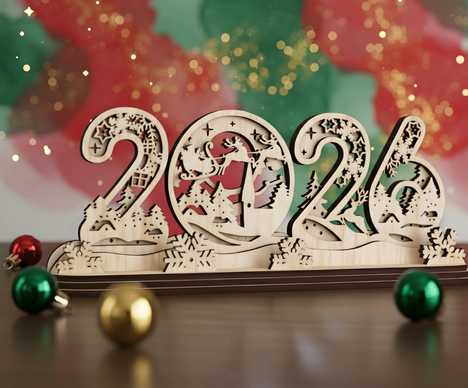 2026 New Year Wooden Table Decoration (6-inch) — New Year Wooden Gift | Woodwaley