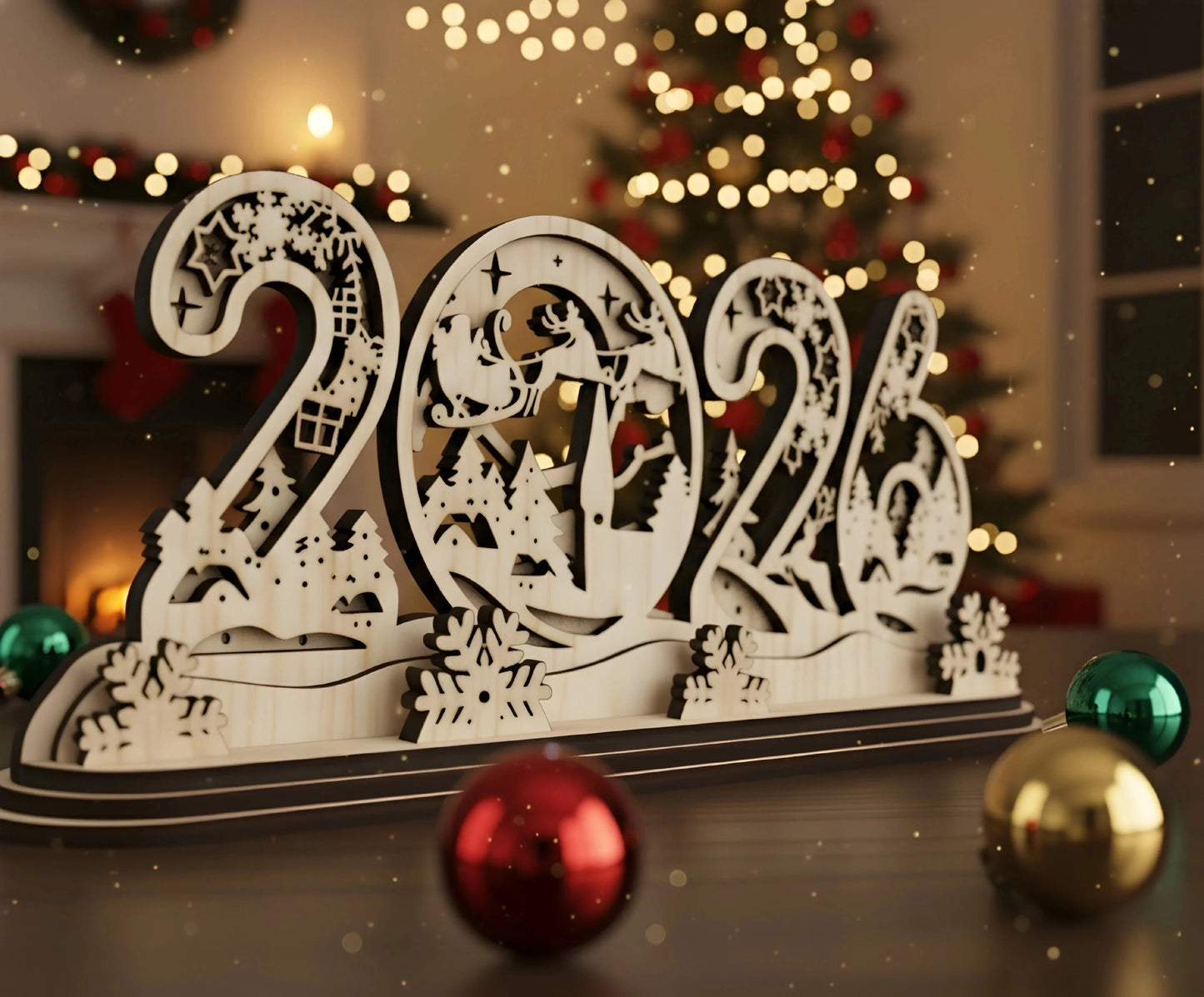 2026 New Year Wooden Table Decoration (6-inch) — New Year Wooden Gift | Woodwaley