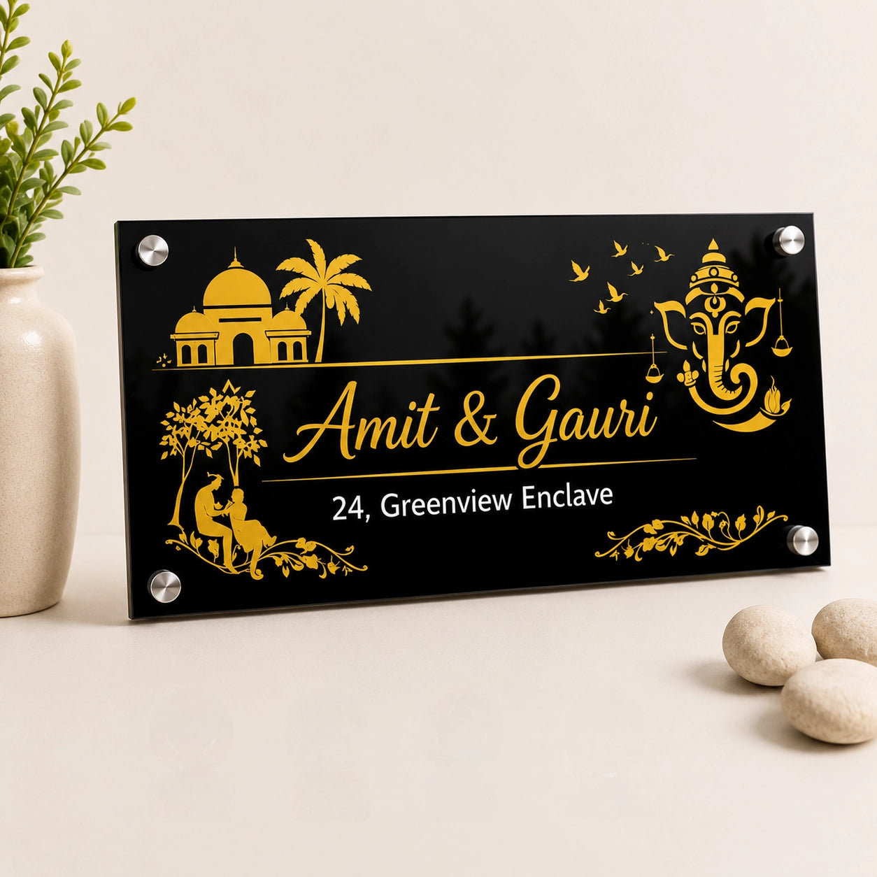Love Lives Here Couple Acrylic Name Plate — product shot