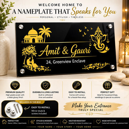 Love Lives Here Couple Acrylic Name Plate — door detail