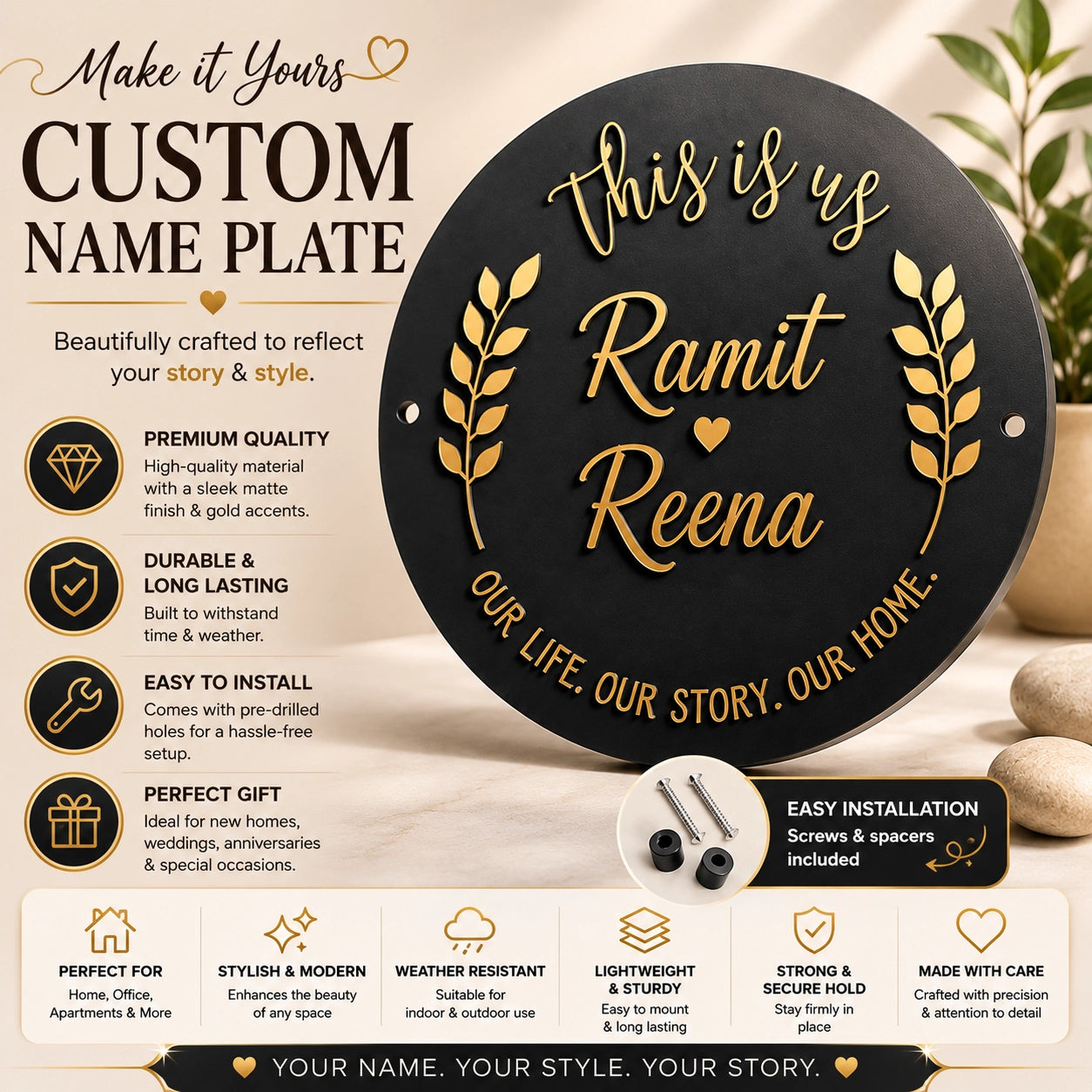 This Is Us Round Acrylic Name Plate — detail shot