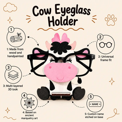 MooMoo The Spec Keeper — Carved Wooden Eyeglass Stand