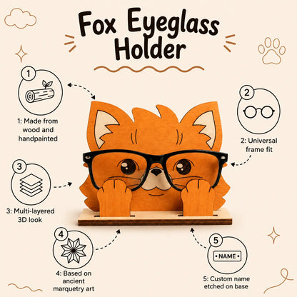 Miss Foxie The Spec Keeper — Carved Wooden Eyeglass Stand