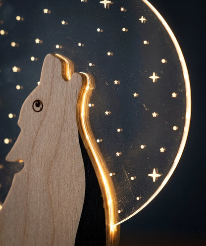 Wolf Wooden Table Lamp dark academia desk setup