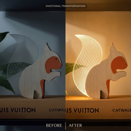 Squirrel Wooden Table Lamp before after transformation