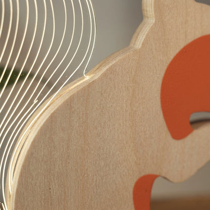 Squirrel Wooden Table Lamp fluffy tail LED wireframe