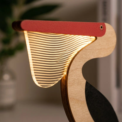 Pelican Wooden Table Lamp — LED wireframe wing glow