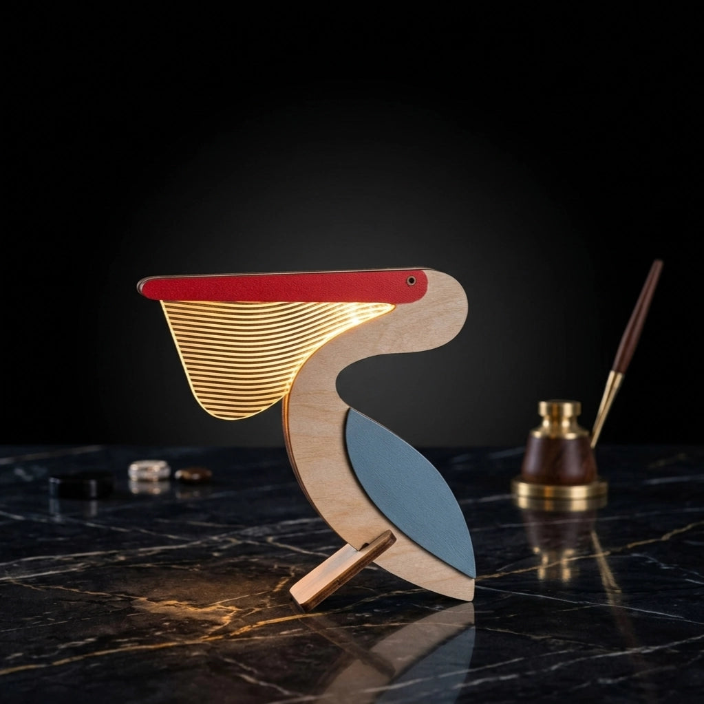 Pelican Wooden Table Lamp — coastal home décor