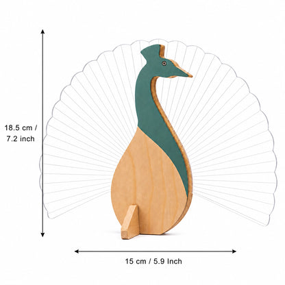 Main Character Energy — Peacock Wooden Table Lamp