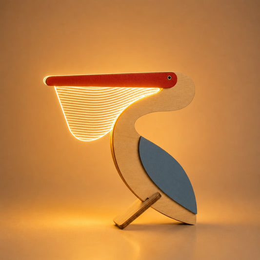 Catch of the Day — Pelican Wooden Table Lamp
