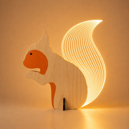 Soft Life Squirrel Wooden Table Lamp