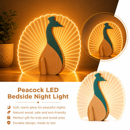 Main Character Energy — Peacock Wooden Table Lamp