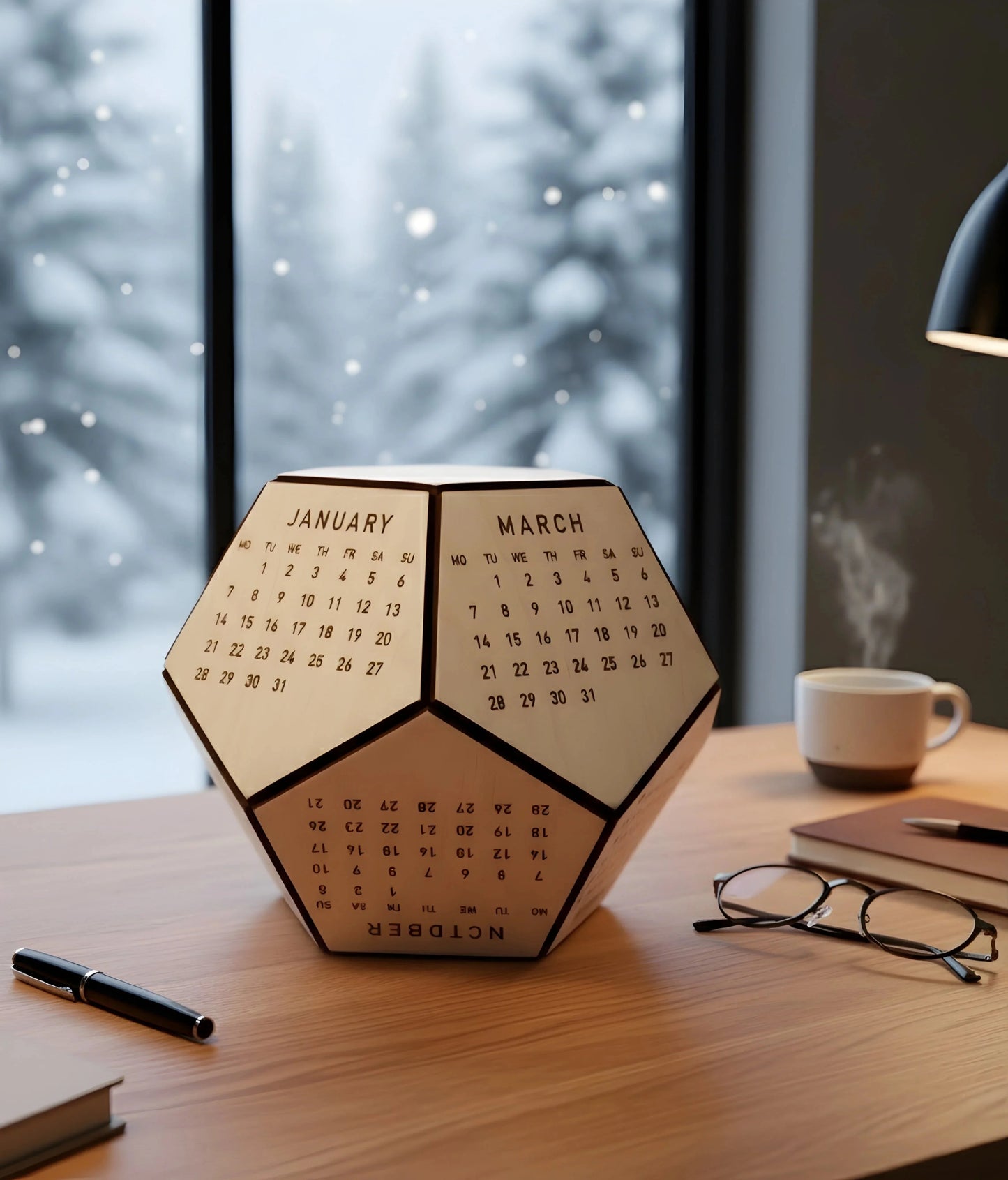 Wooden Desk Calendar 2026,Desktop Accessories, Aesthetic Desk Decor,New Year Gift — New Year Wooden Gift | Woodwaley