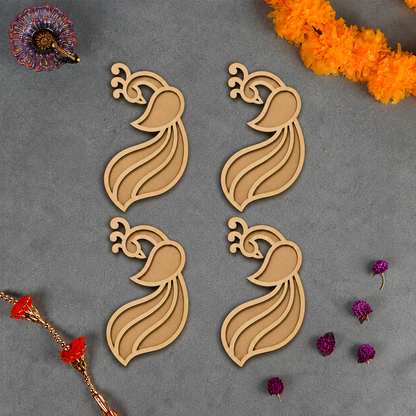Mayur Art Wooden Rangoli (Reusable DIY Template 6 inch) pack of 4