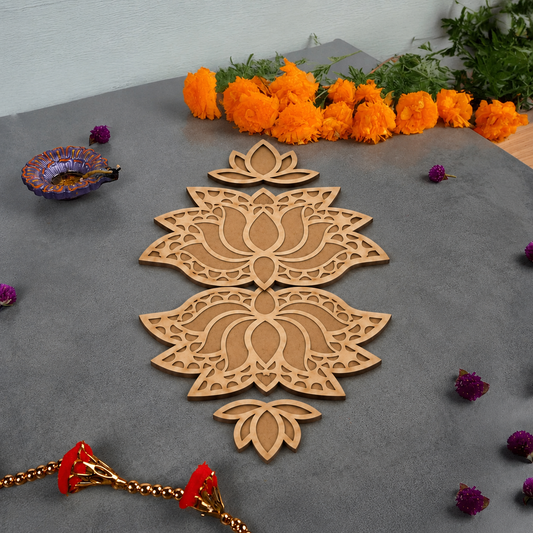 Lotus Rangavalli Diwali Combo (2 Lotus Rangoli, 2 Kamal Borders, 5 Colours pack)