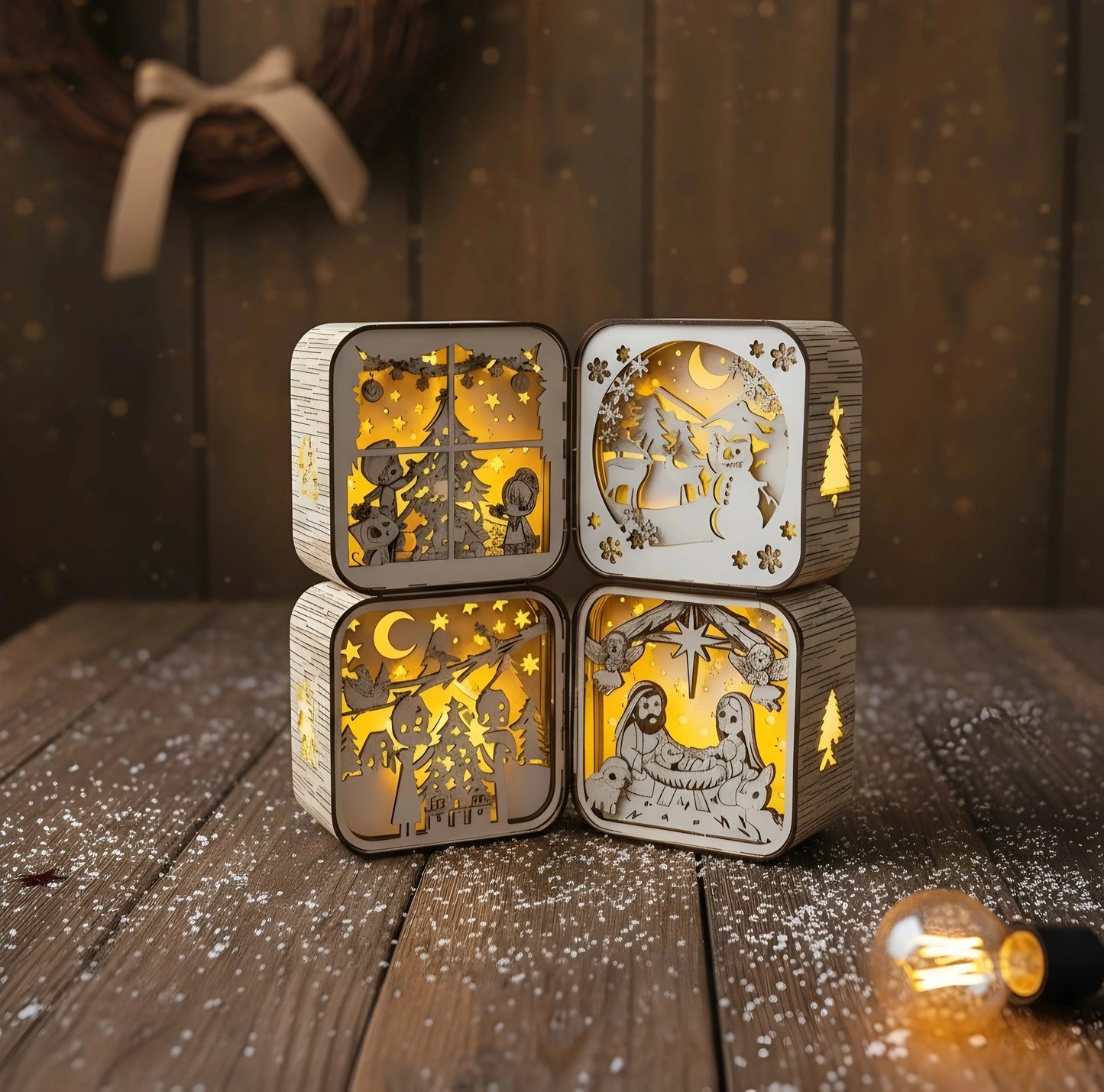 Christmas Light Box decoration — Christmas Wooden Gift | Woodwaley