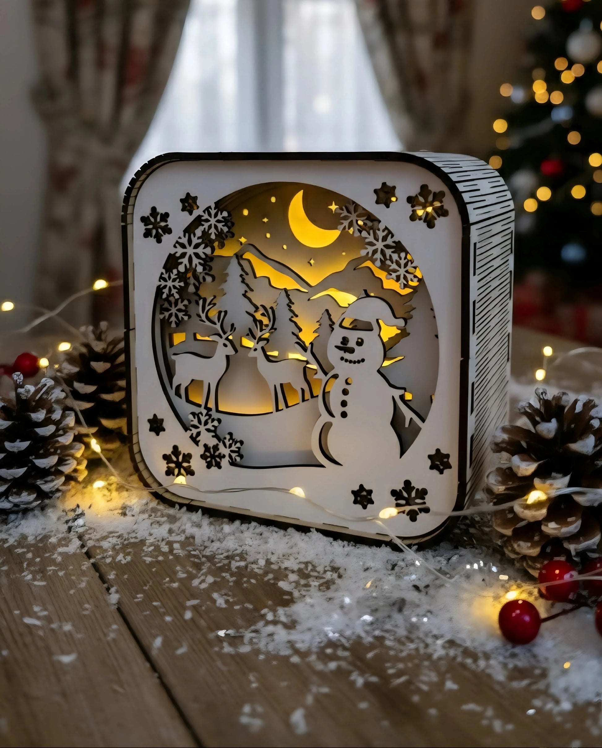 Christmas Light Box decoration — Christmas Wooden Gift | Woodwaley