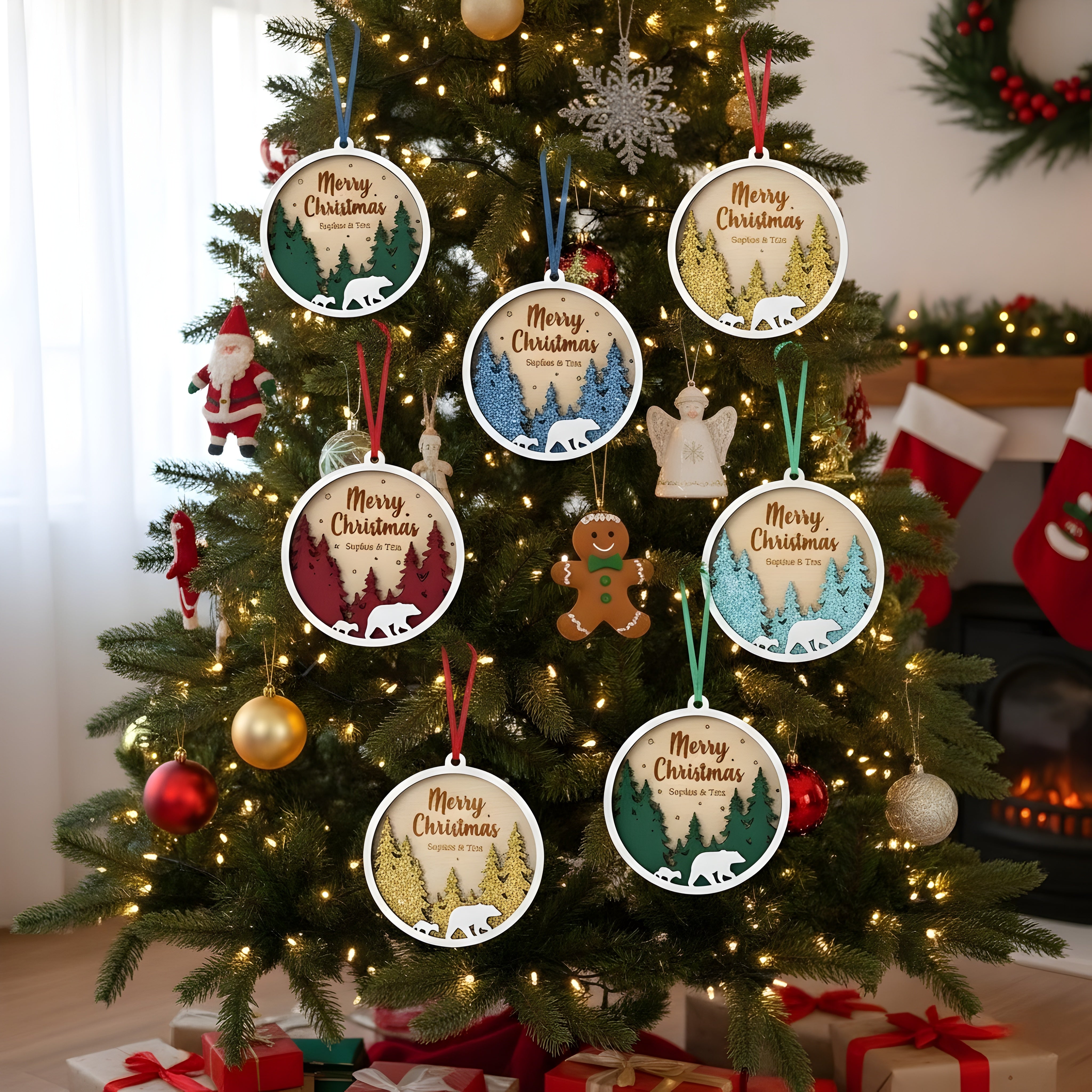 Wooden Christmas Wreath Signs Ornaments