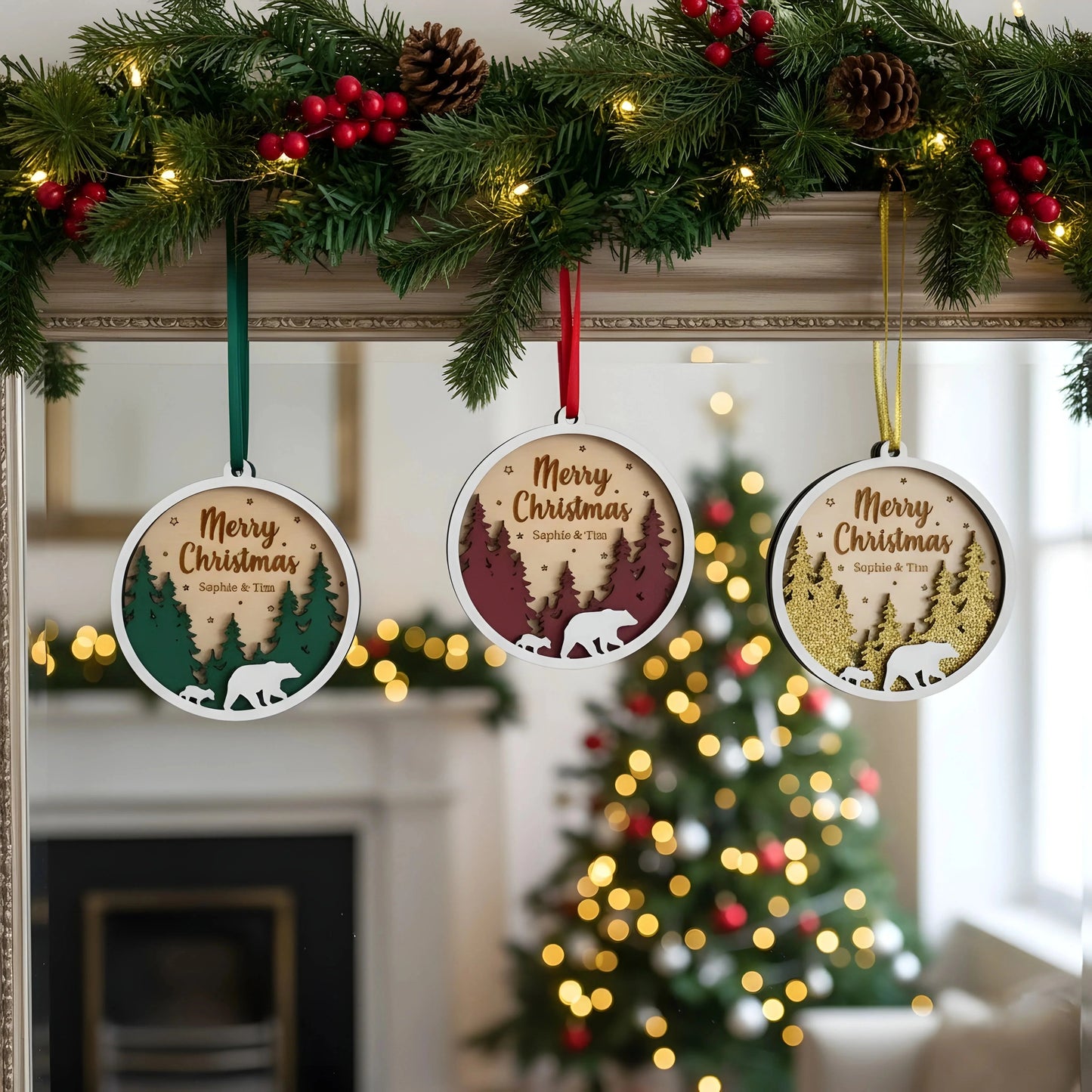 Wooden Christmas Wreath Signs Ornaments — Christmas Wooden Gift | Woodwaley