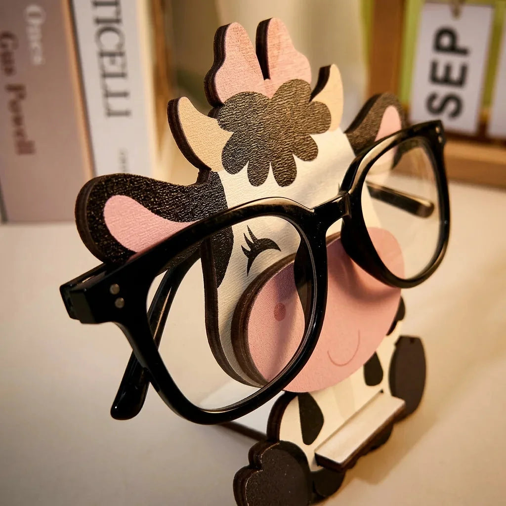 MooMoo The Spec Keeper — Carved Wooden Eyeglass Stand — Premium Wooden Decor | Woodwaley