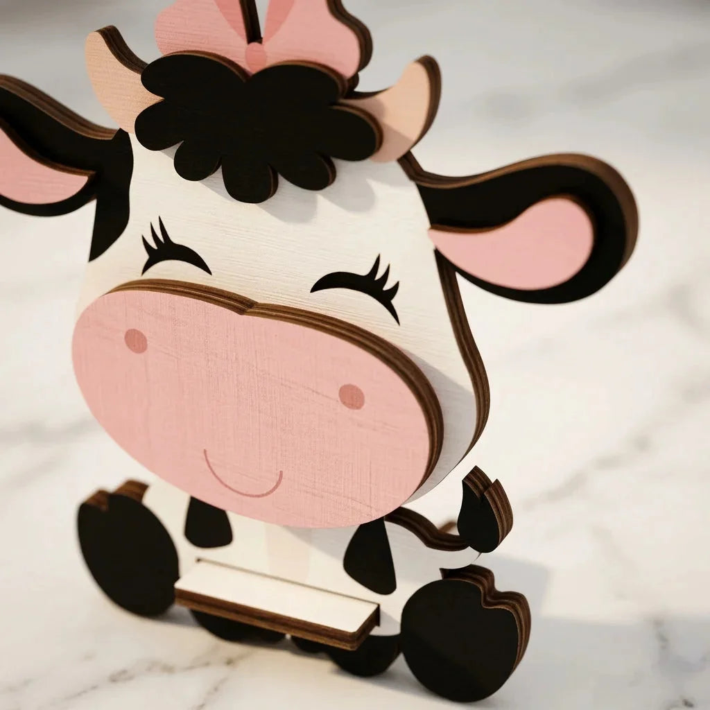 MooMoo The Spec Keeper — Carved Wooden Eyeglass Stand — Personalised Wooden Gift India | Woodwaley